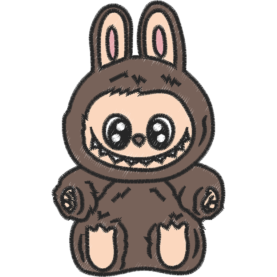 Labubu Nakış Deseni - Koyu Kahve Kostümlü 01 nakış deseni