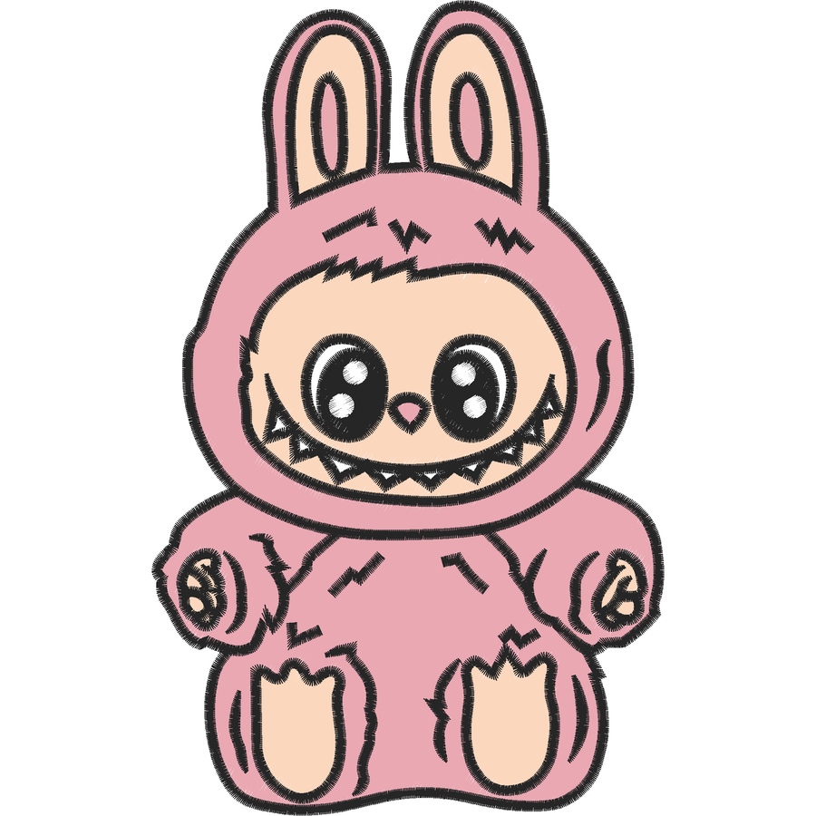 Labubu Nakış Deseni - Pembe Kostümlü 05 nakış deseni