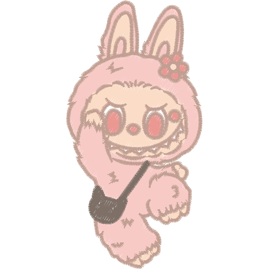 Labubu Nakış Deseni - Pembe Çantalı 02 nakış deseni