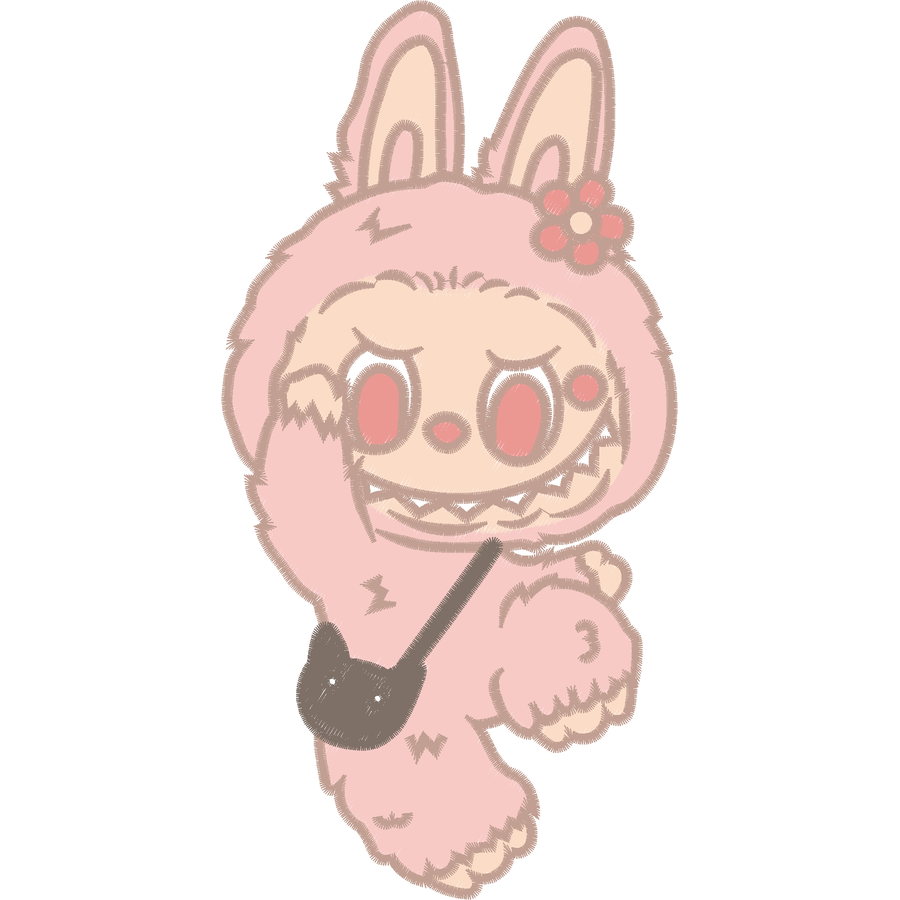 Labubu Nakış Deseni - Pembe Çantalı 06 nakış deseni