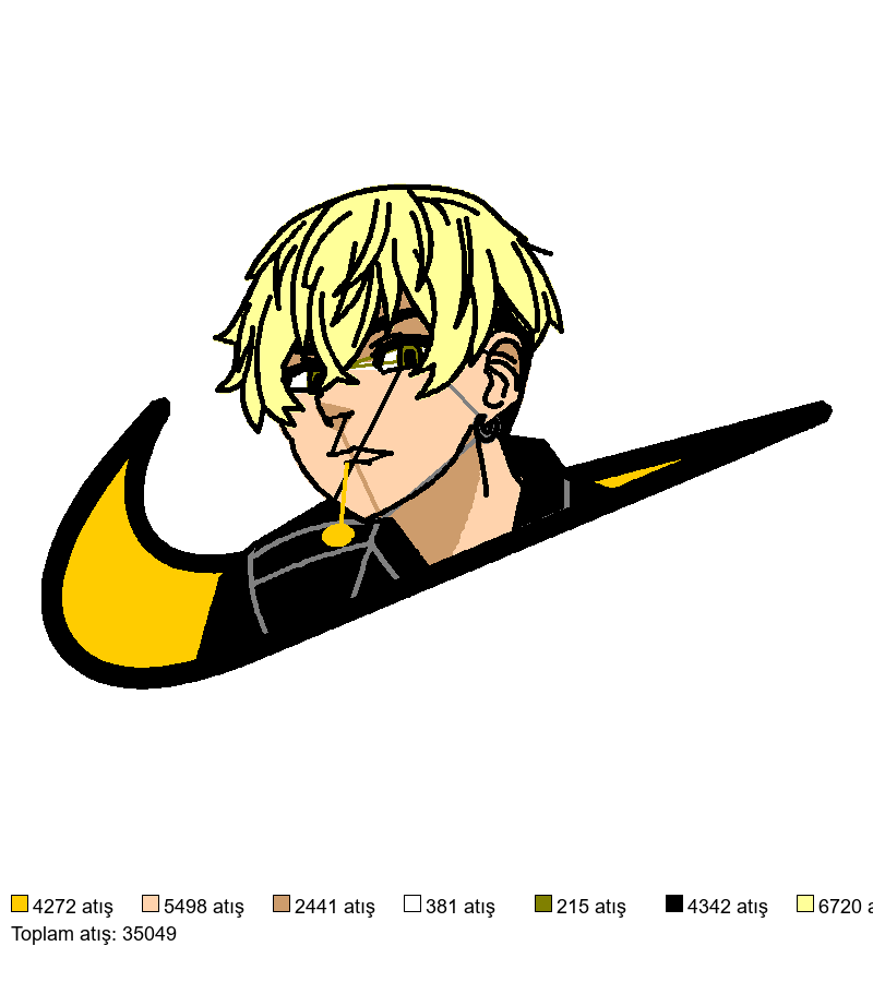 118 Nike x Chifuyu nakış deseni önizlemesi