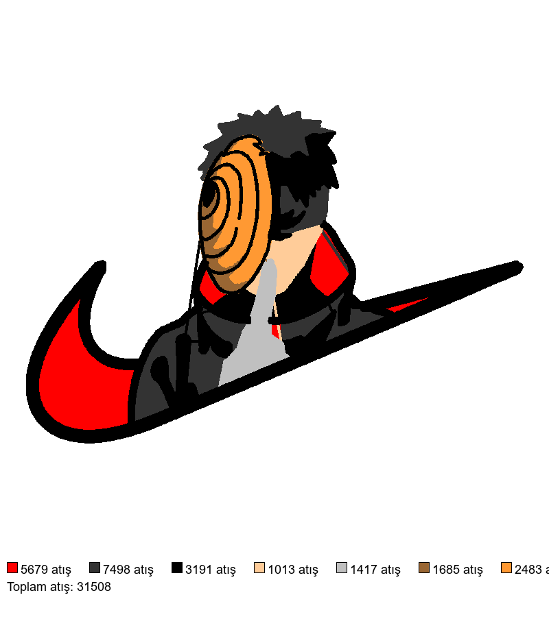 216 Nike x Obito nakış deseni önizlemesi
