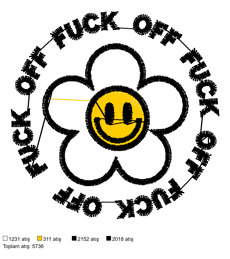 237 FUCK OFF FLOWER SMILE nakış deseni