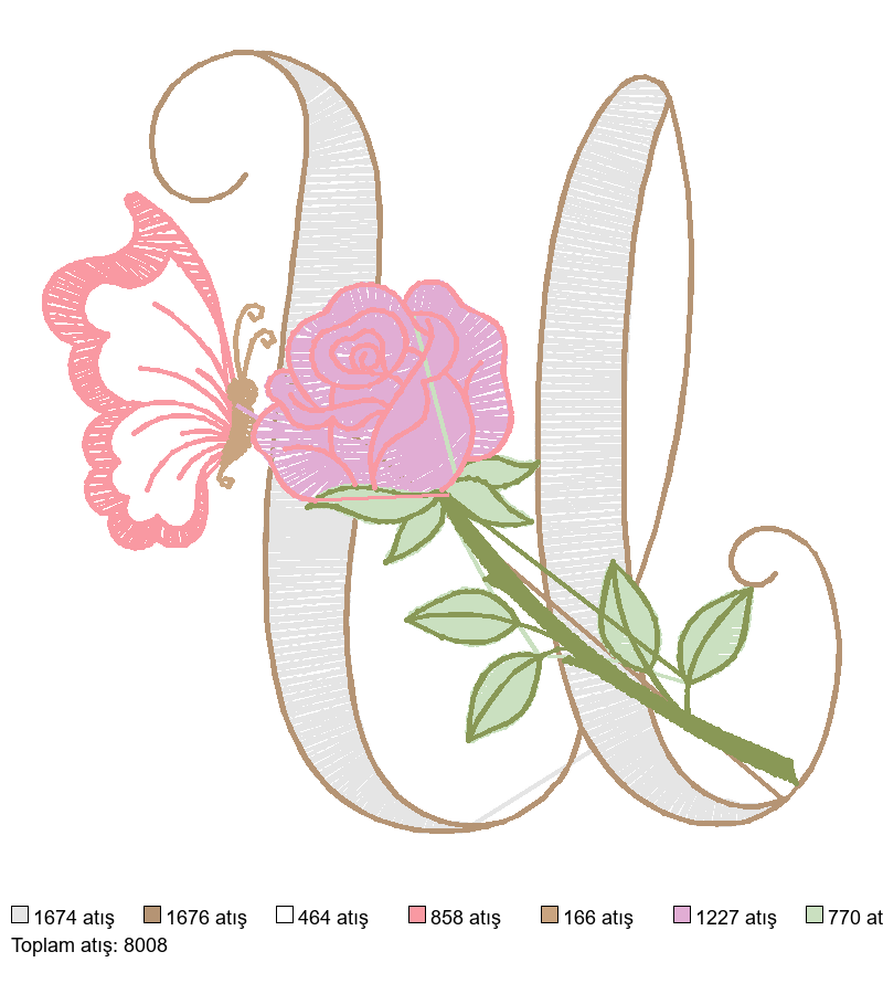 u 8CM nakış deseni
